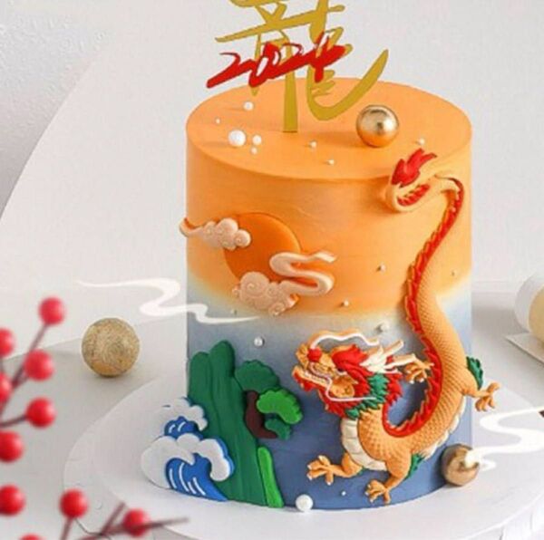 ドラゴンケーキデコレーションセット ケーキトッパー 誕生日 龍 装飾 縁起