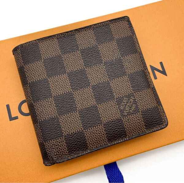 美品! LOUIS VUITTON ルイヴィトン ポルトフォイユ マルコ ダミエ 二つ折り財布 ウォレット