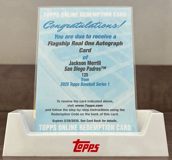【未使用】2025 Topps Jackson Merrill Real One Auto Redemption カード