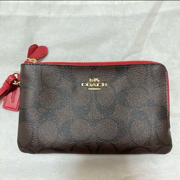 COACH コーチ ダブルジップウォレット 財布 ブラウン シグネチャー