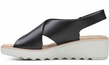 送料無料 Clarks 23cm ストラップ ウエッジ サンダル ブラック 黒 レザー 革 大人 スポサン エスパ ビーサン スニーカー SS88_画像8