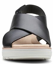 送料無料 Clarks 25cm ストラップ ウエッジ サンダル ブラック 黒 レザー 革 大人 スポサン エスパ ビーサン スニーカー SS88_画像9