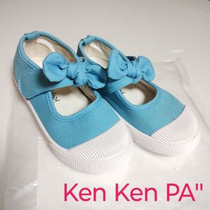 USED★Ken Ken Pa"・ケンケンパ★キッズスニーカー・子供靴・シューズ・スリッポン・女の子・リボン・18㌢