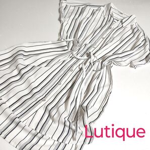 USED★Lutique★レディース・シャツワンピース・チュニック・羽織・丈長・シャツブラウス・ストライプ・Мサイズ