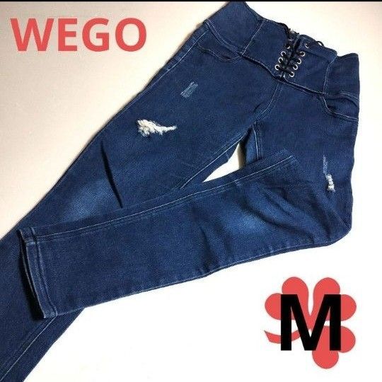 USED★WEGO・ウィゴー★レディースパンツ・スキニー・デニム・クラッシュ・ハイウエスト・ストレッチ・Мサイズ