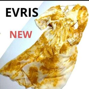 新品★EVRIS・エヴリス★レディースワンピース★ロング丈★シフォン★フリー・柄物