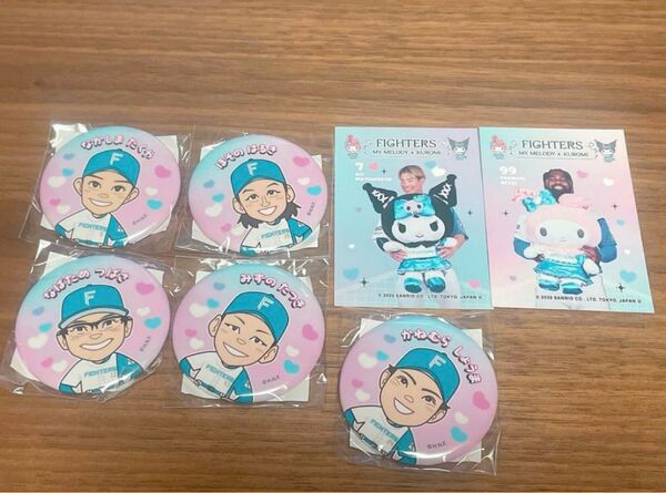 5個セット 北海道日本ハムファイターズ 缶バッジ ファイターズ×マイメロディ かわいいシリーズ