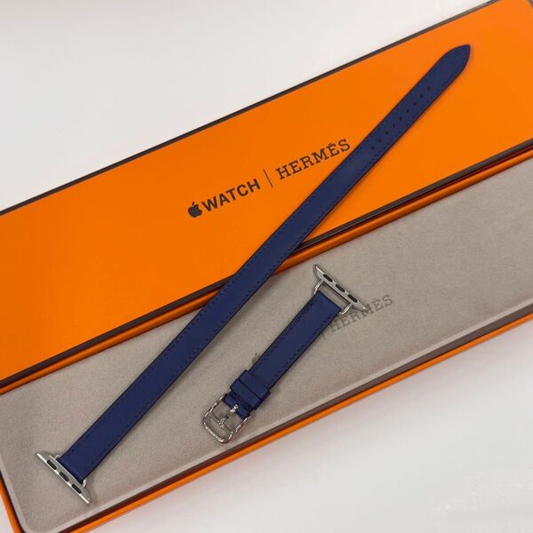 ☆希少 ほぼ未使用 ネイビー アトラージュ Apple watch HERMES ドゥブルトゥール 42mm 41mm 218