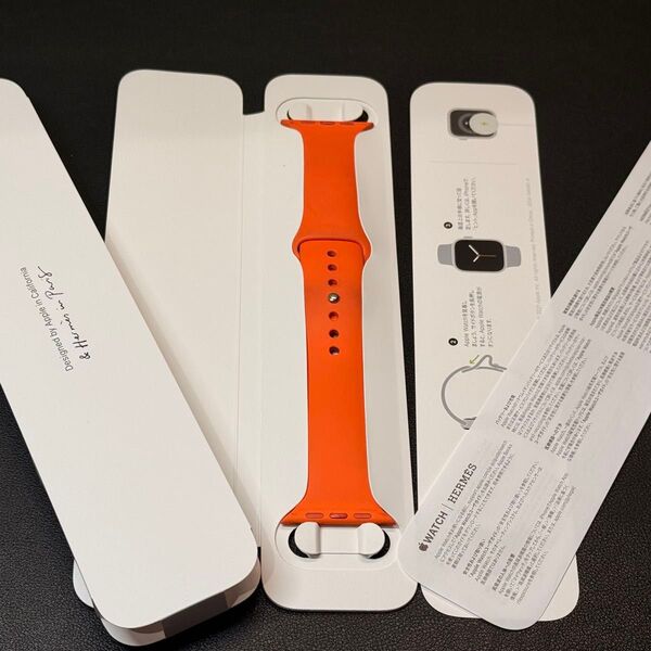 ☆希少 Apple Watch HERMES オレンジ スポーツバンド 46mm 45mm 44mm ラバーバンド M/L 295