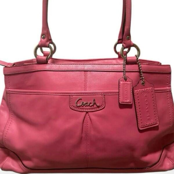 COACH コーチレザーハンドバッグトートバッグ肩掛けピンク A4 通勤通学COACHコーチトートバッグ F19728 レザー