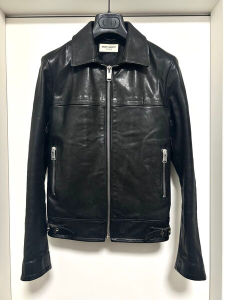 サンローラン パリ 13AW カフェレーサー 42 エディスリマン期 シングルレザーライダースジャケット カーフ