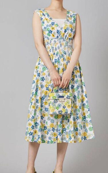 ケイトスペード ワンピース 花柄 夏ワンピース ウエストストレッチ S