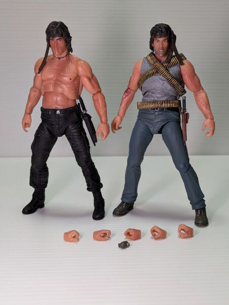 【美品】NECA ランボー1・ランボー2怒りの脱出 ジョン・ランボー2体セット ファーストブラッド ネカ