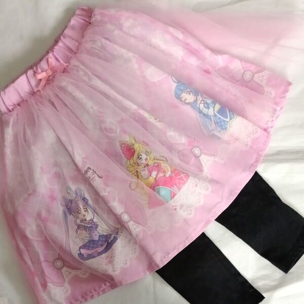 120cm 7分丈 スパッツスカート スカッツ キミとアイドルプリキュア レギンス スカート ピンク