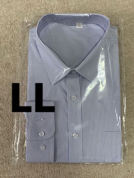 VARNIC ワイシャツ 長袖 メンズ LL ストライプ 形態安定 通気性 超速乾