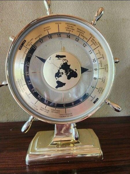 世界時計 セイコー クオーツクロック ワールドタイム置時計 レトロ ゴールド セイコー