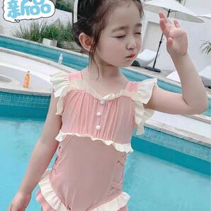 ☆新品☆キッズ フリル リボン ノースリーブ ワンピース 水着 バックレス プール 水遊び 海 夏 可愛い プレゼント 120