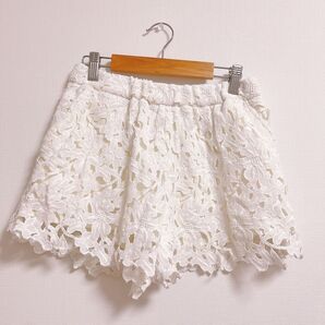 レース ショートパンツ 白