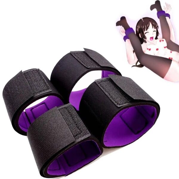 【新品 在庫処分】M字開脚 手足拘束バンド 拘束具 SM SMグッズ コスプレ 手枷 足枷 マジックテープ 匿名配送 ボンテージ