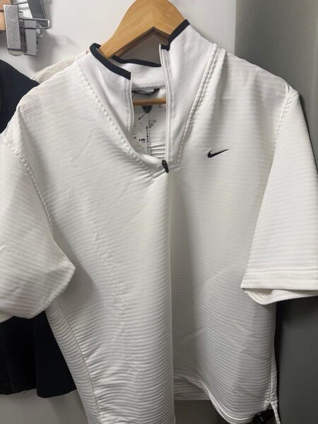 NIKE 白 ポロシャツ ナイキ 半袖 ポロシャツ ゴルフ NIKE L ハーフジップ ホワイト 半袖ポロシャツ 白