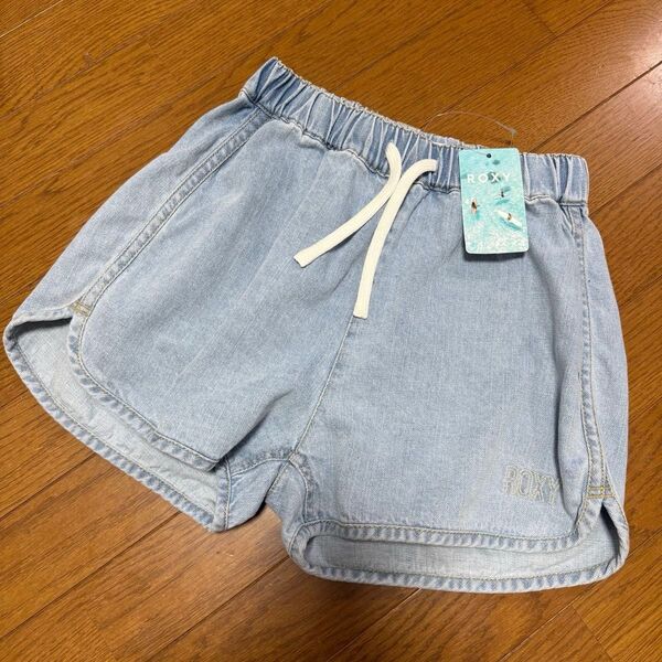 新品2025夏 ロキシー デニムショートパンツ ライトブルー S