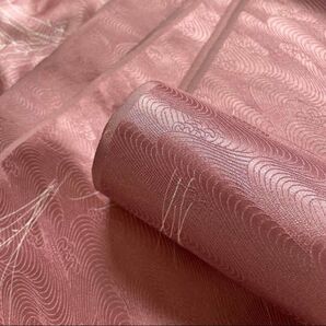 正絹 綸子 葡萄色 生地 流水 桔梗 シルク 1.2m