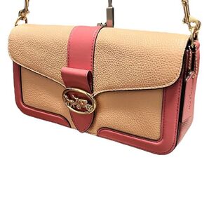 新品COACH ショルダーバッグ ピンク×ベージュ バイカラー レザー