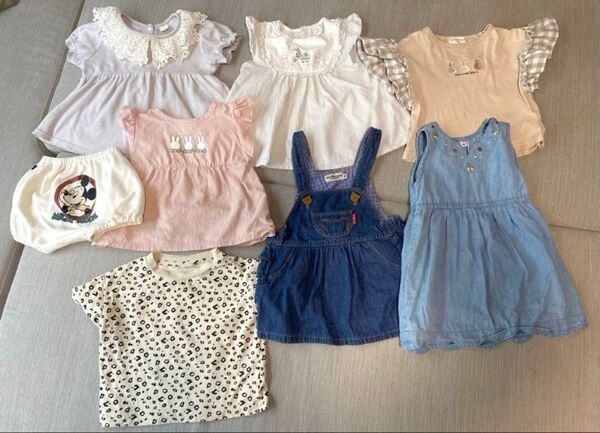 ベビー こども服 80 まとめ売り 8点 ワンピース トップス ブラウス パンツ スカート 夏服