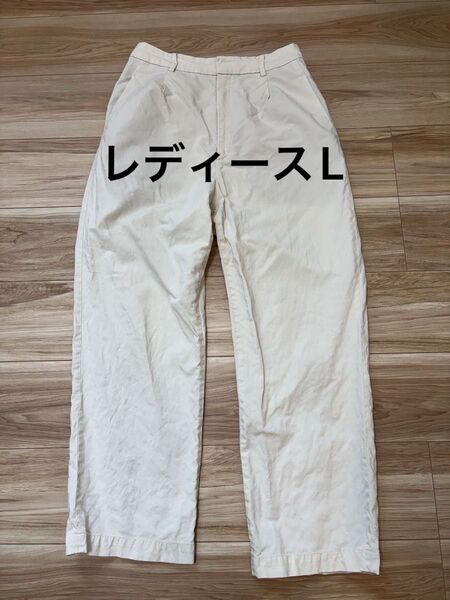 パンツ 白 ホワイト ワイド ボトムス ワイドパンツ レディース Lサイズ UNIQLO ユニクロ ズボン L