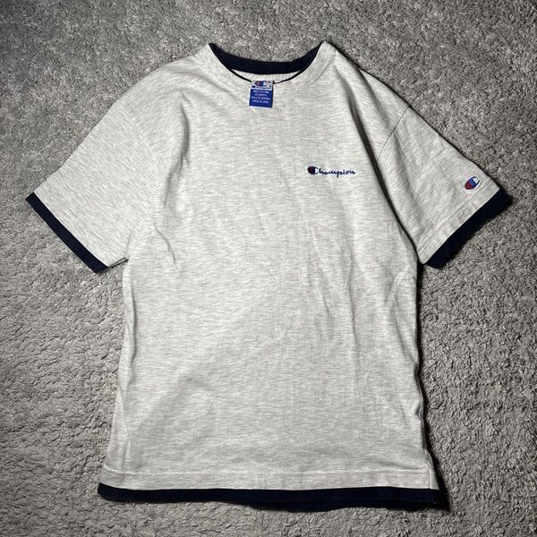 チャンピオン champion リンガーtシャツ 90s ワンポイント刺繍 ロゴ刺繍 ユニセックス 古着