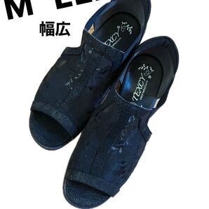 オープントゥパンプス レース ブラック M EEE 幅広