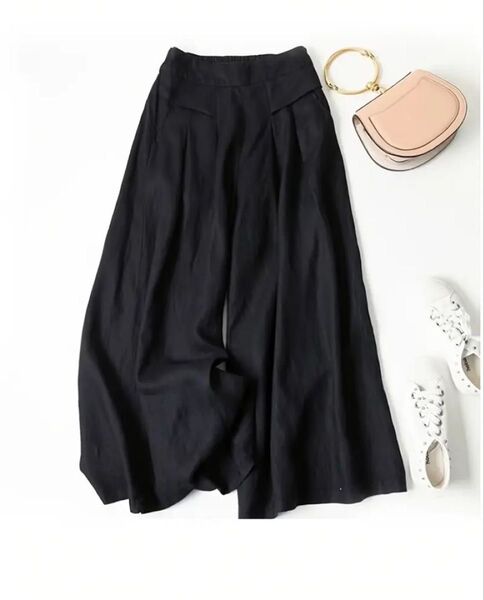 新品!サイズS!M!黒のワイドパンツ レディース シンプル