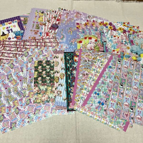 デザインペーパーセット まとめ売り デザインペーパー デザペ レトロアニマル 紙質バラバラ 約63枚