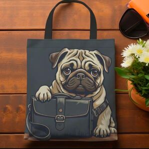 パグ トートバッグ エコバッグ ショルダーバック 犬用品 ペット ドック 可愛い プレゼント 犬雑貨
