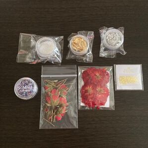 7点セット ドライフラワー 押し花 薔薇 ラメ 封入パーツ ネイルパーツ 蝶 ハンドメイド素材 レジン素材 ネイル素材 手芸
