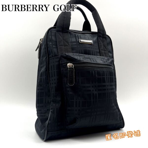 BURBERRY GOLF ハンドバック ノバチェック ロゴ金具 手持ち 黒 バーバリーゴルフ 手提げ メンズ レディース