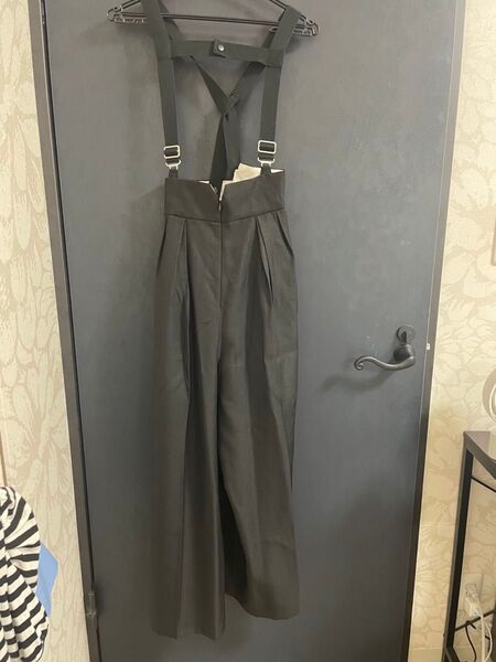 ジェネシス サスペンダー付きハイウエストワイドパンツ Sサイズ サロペット ブラック オーバーオール
