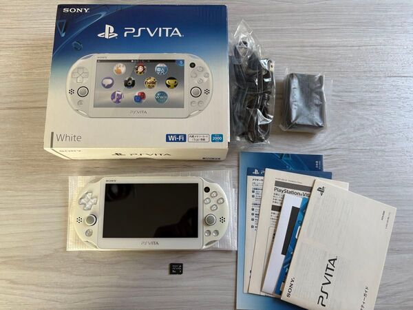 PSVita PCH-2000 Wi-Fiモデル ホワイト 本体 8Gメモリカード付【完品】【やや美品】