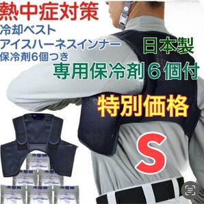 【新品◇熱中症対策! 】保冷剤6個付き 冷却ベスト クールベスト アイスハーネス 保冷剤6個付き 日本製 S