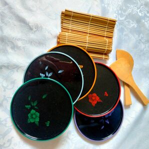 手巻き寿司セット お皿5枚&ミニ巻きす&しゃもじ2本セット