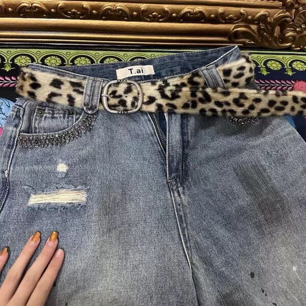 Y2K leopard fur belt レオパード ファーベルト AFB