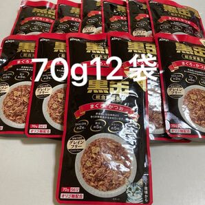 アイシア 黒缶 総合栄養食 まぐろとかつお 70g× 12袋 キャットフード パウチ 猫用