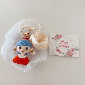 プリザーブドフラワー キーホルダー 女性 おしゃれ メッセージカード付き 手編み 人気 クリスマスプレゼント 結婚退職祝い 未使用