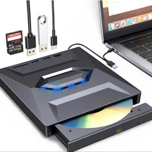 新品未使用!外付けCD/DVDドライブ USB3.0 5in1多機能 光学ドライブ 超高速データ入出力・高速 読み出し&書き込み