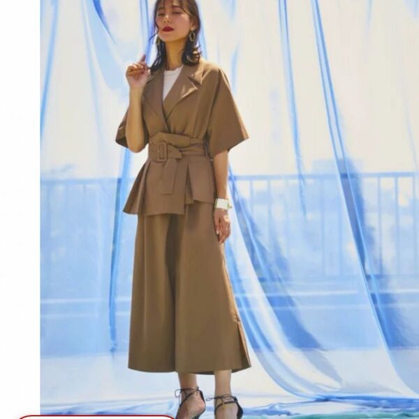 RUIRUE BOUTIQUE 通勤にも使えるコルセットベルト付シャツジャケットパンツセットアップ