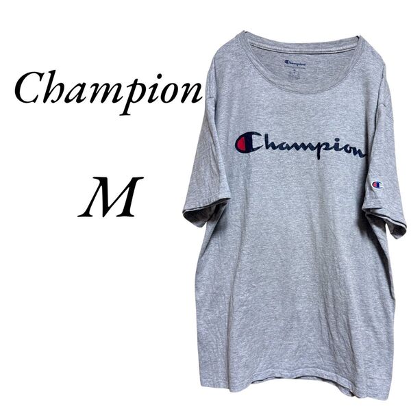 Champion チャンピオン プリント Tシャツ ロゴ入り グレー Mサイズ 半袖 アメリカ古着