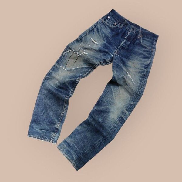 Levi's501XX BIGE 赤耳 ボタン裏555 W31 L36 鬼髭 蜂の巣