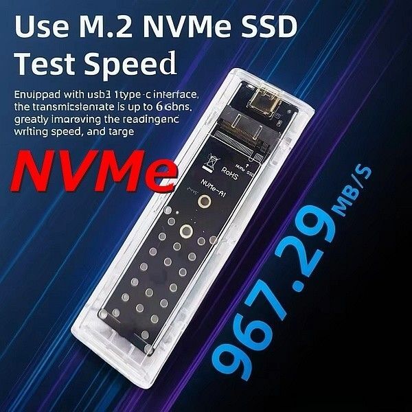 【M.2 NVMe SSD ケース】透明 クリア USB3.2 to PCIe enclosure
