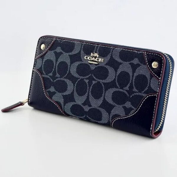 【新品未使用】COACHアウトレット長財布 コーチ財布 F53769 ネイビー 女性用財布