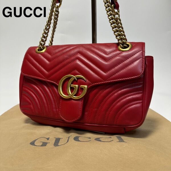 r66【極美品】グッチ GGマーモント キルティング チェーン ショルダーバッグ GUCCI